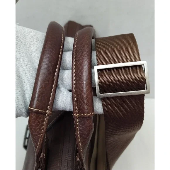 BOCONI Brown Pebbled Leather Business Brief Messenger Laptop Crossbody Bag